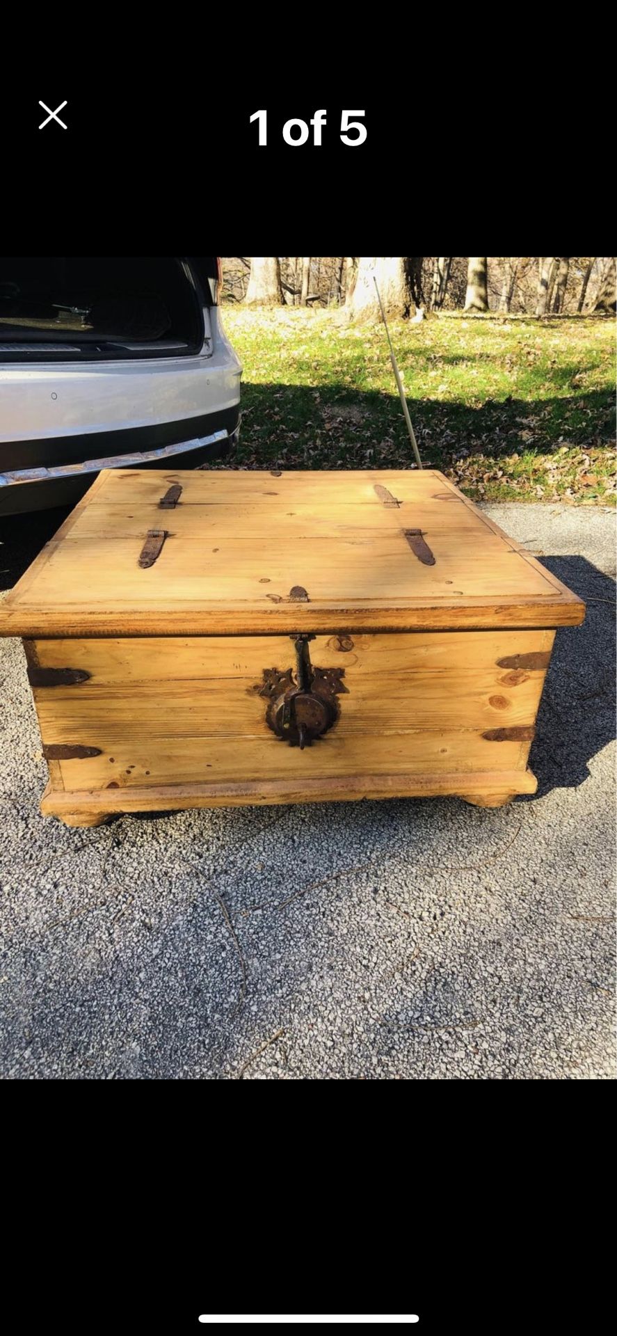 Rustic Solid Pine Artisan Made Square Coffee Table,Storage Chest On Wheels W/Hammered Iron Hardware