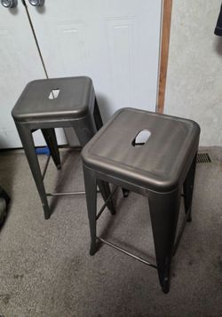 Distressed Bronze Backless Bistro Style Bar Stool