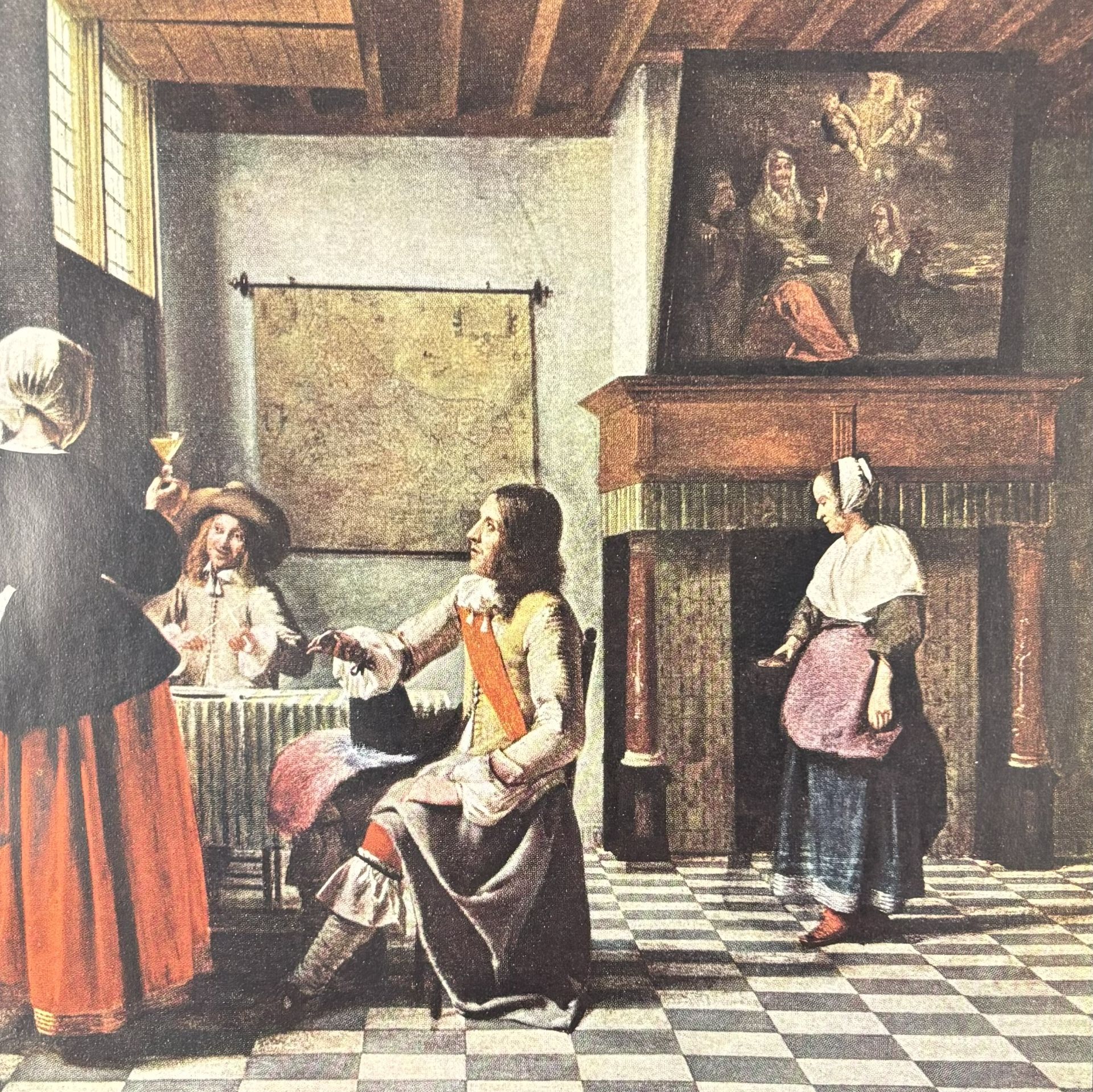 Pieter de Hooch Interior of a Dutch House Original Vintage Fine Art Print 1930’s USA Printed Antique School Collectible Ephemera