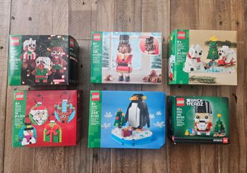 Lego Christmas Lot 40642 Gingerbreae Ornaments 40744 Ornaments 40640 Nutcracker 40498 Penquin 40571 Polar Bears 40425 Nutcracker Brickheadz