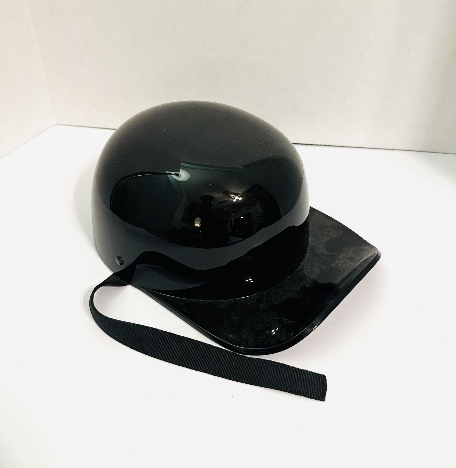 Motorcycle Gloss Black DOT Half Helmet Cap Men’s Medium