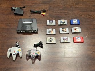 Nintendo 64 (N64) Console Bundle – 2 OEM Controllers (1 Funtastic Smoke), 9 Games, All Cables | Retro Classic!