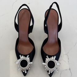 Amina Muaddi Black Rosie Sling  Heels 
