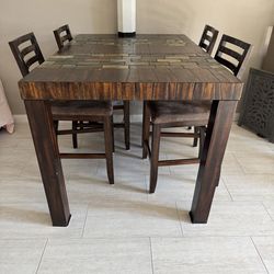 Wood Dining Table With 4 Chairs