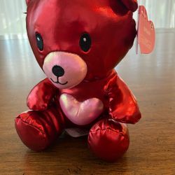 New 7" Metallic Red Valentine Bear