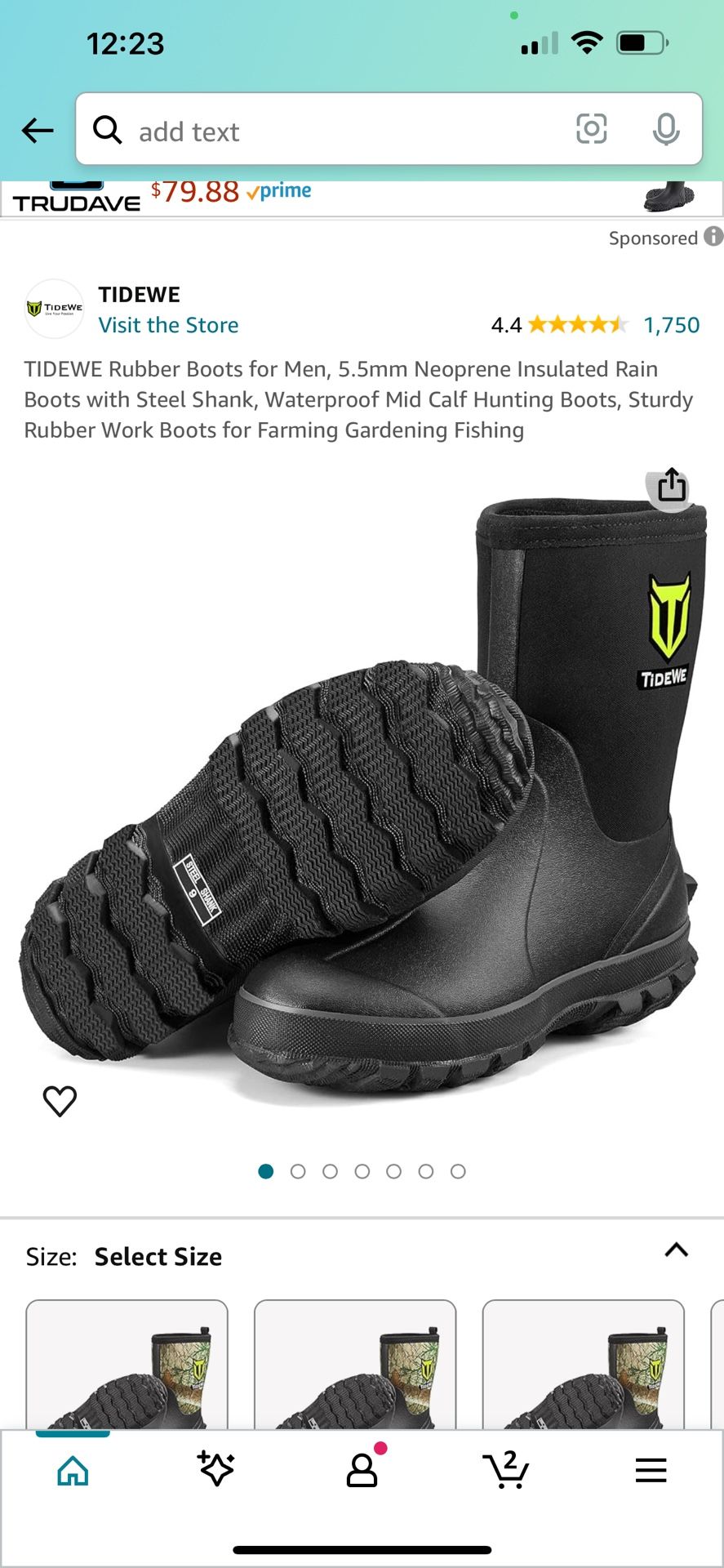 TIDEWE Rubber Boots for Men, 5.5mm Neoprene Insulated Rain Boots with Steel Shank, Waterproof Mid Calf Hunting Boots, Sturdy Rubber Work Boots for Far