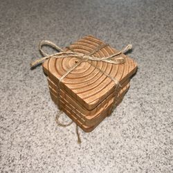 Wooden Grain Coasters, Rustic Farmhouse,  Light Set of 6