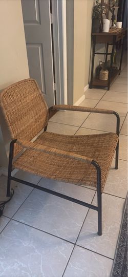 Wicker and Metal Frame Accent Chair