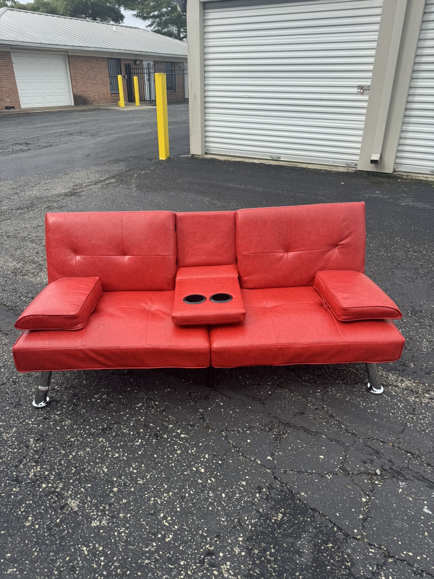 Red Couch With Drink Holders