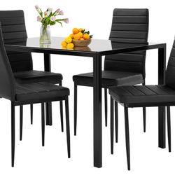 FDW Dining Table Set Glass Table Set