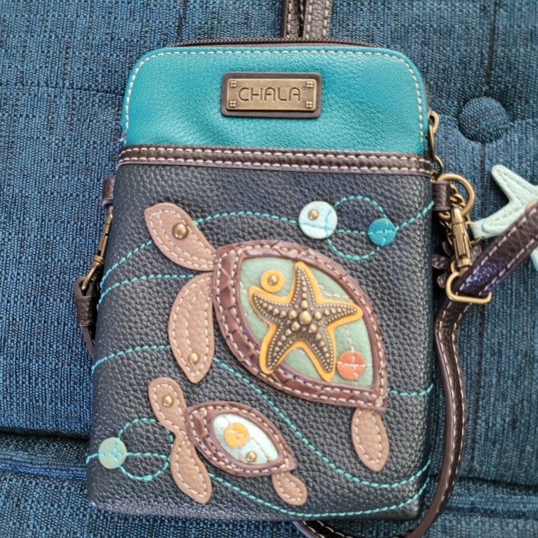 CHALA Ocean Collection Cell Phone Crossbody Purse-Women PU Leather/Canvas Multicolor Handbag with Adjustable Strap