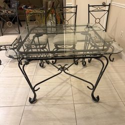 Dinner Glass Table  With 4 Chairs