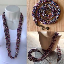 IBohemian Necklace/Long Beaded Necklace/Multi Necklace/Statement Necklace/Beaded Necklace/Antique Gold Clasp/Multi Strands Necklace