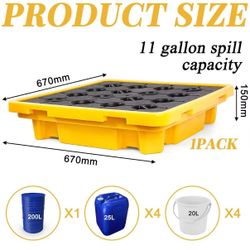 Thyle Spill Containment Platform Yellow and Black Modular Spill Containment Pallet with Drain, 1 Drum Capacity, 26.4 x 26.4 x 6 Inches 