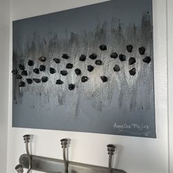 20X 16 Gray Black Silver Modern Canvas 