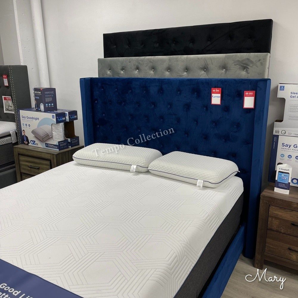 Queen Size Platform Bed Frame, Navy Color, SKU#10CM7141NV-Q