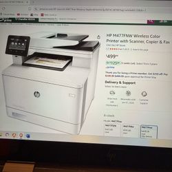 HP 477FNW Laser Printer Scanner