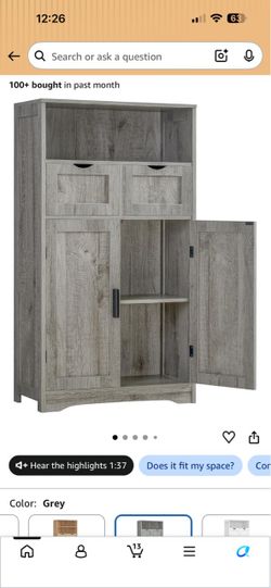 Iwell Bathroom Storage Cabinet with 2 Drawers, Small Kitchen Pantry Cabinet Kitchen Cabinet with Adjustable Shelves, Coffee Bar Cabinet for Kitchen, L