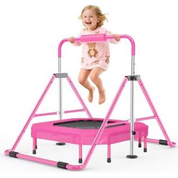 Safly Fun Kids Gymnastics Bar Foldable & Adjustable 35"-51", Safe Padded Gymnastics Bar for Kids, Sturdy 145 lbs Capacity, Easy-to-Assemble Gymnastics