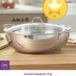 Princess House Cacerola De 12 Qts Clásica De Acero Inoxidable Nueva En Su Caja 
