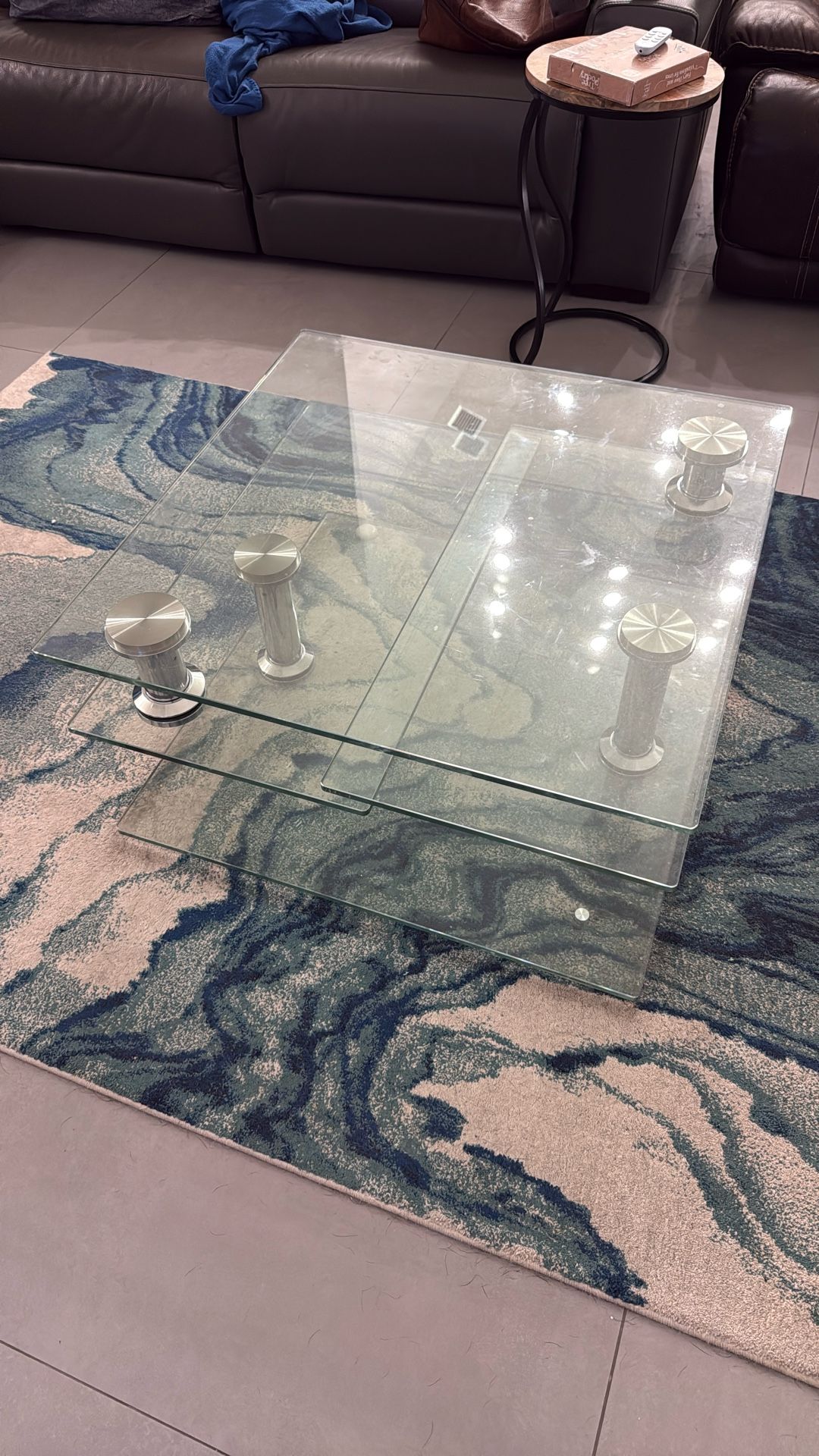 Swiveling Glass Coffee Table