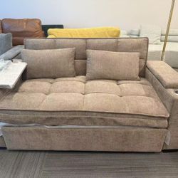 New 65'' Convertible Sleeper Sofa Bed with Adjustable Backrest, Chaise Lounge, Side Table & USB/Type-C Ports – Stylish & Functional Addition to Any Li