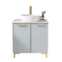 30in. W x21in. D x29in. H single Sink White Modern Bathroom Vanity with White Ceramic Sink Top