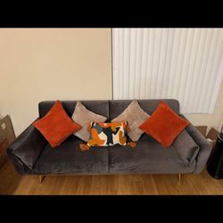 Futon Velvet Gray Sofa
