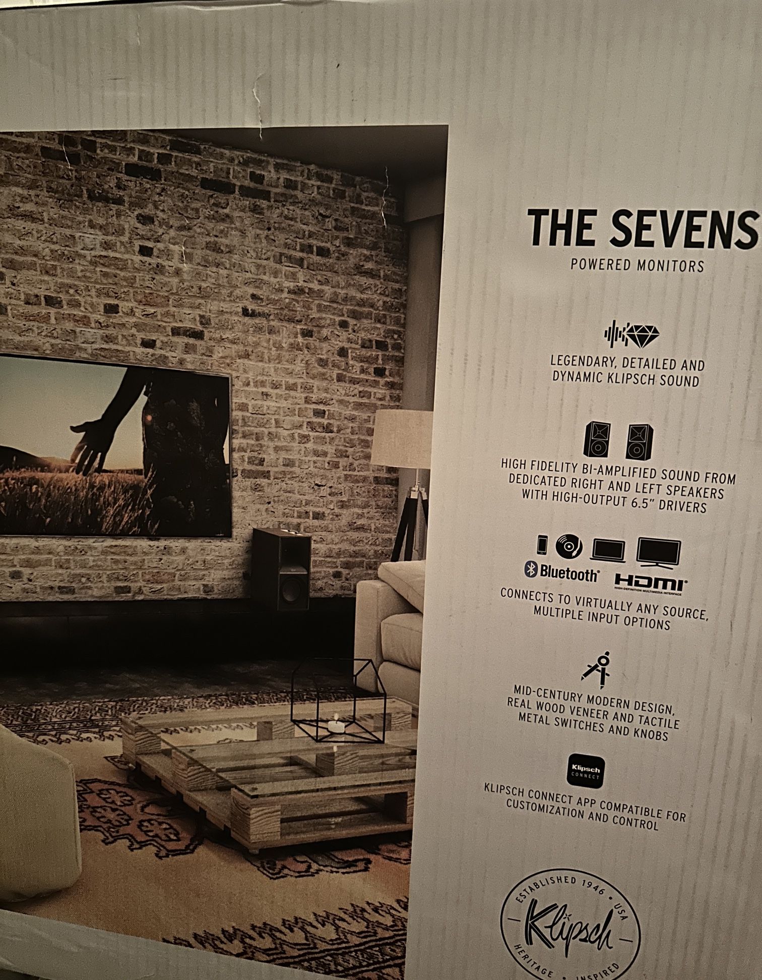 Klipsch THE SEVENS Powered Speakers - Walnut New In Unopened Box