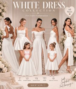 white dress for women & girls all size