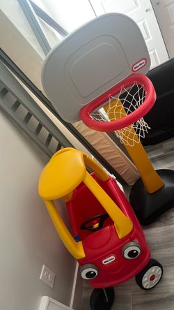 Basketball court and little tike car