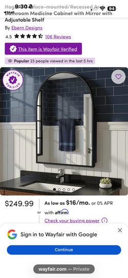 Arched Mirror Medicine Cabinet - Black