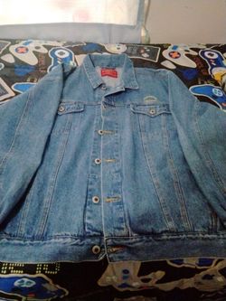 Blue Denim Jean Jacket with Red Label