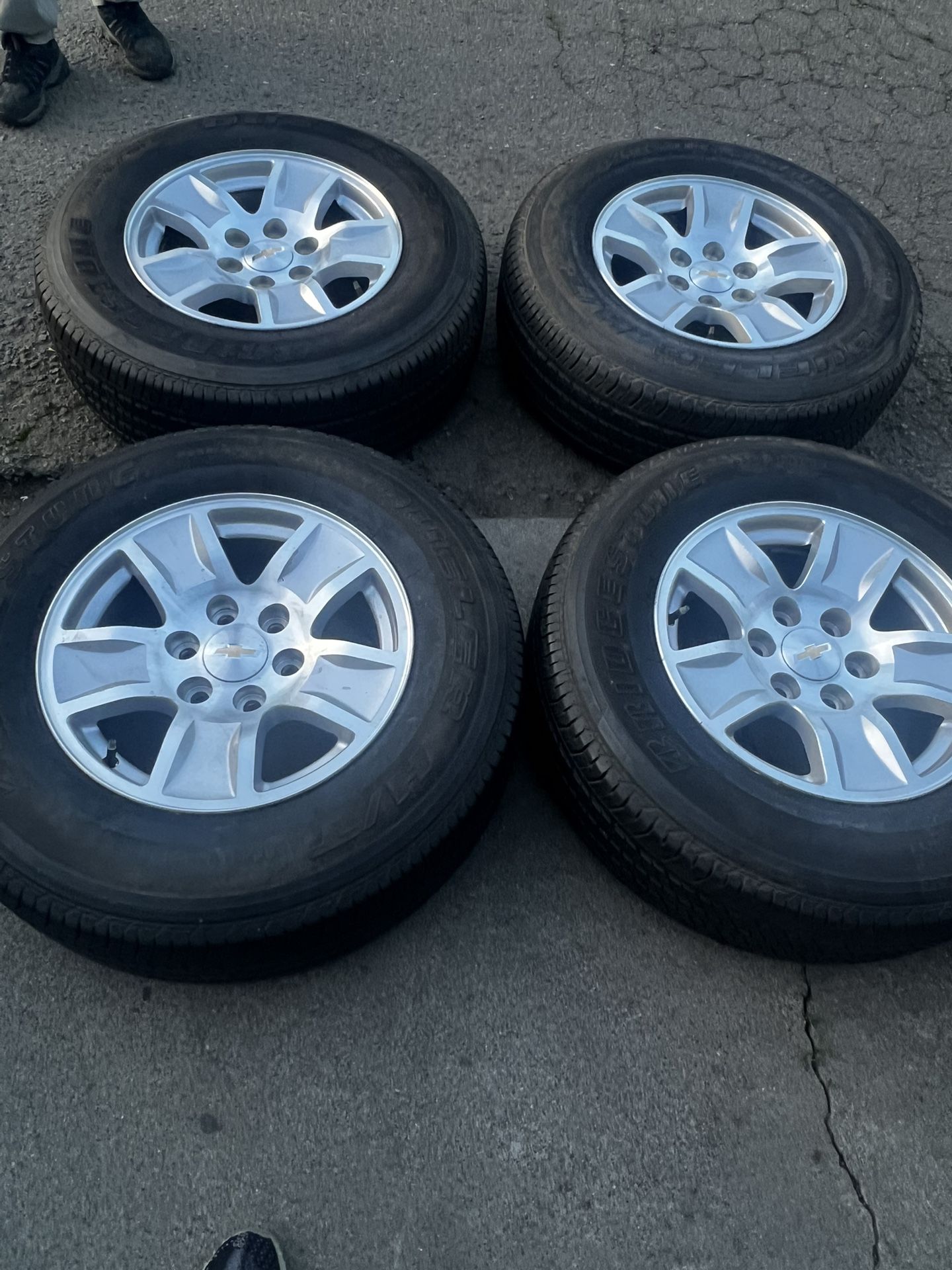 Set of 4 Chevy Silverado Wheels & Tires - Bridgestone Dueler H/T - 265/70R17