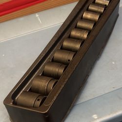 Snap-on Tools 10 pc 1/2" Drive 6-Point Metric Flank Drive® Shallow Impact Socket Set (25-36 mm)