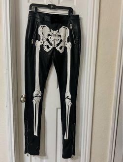 Faux leather skeleton pants
