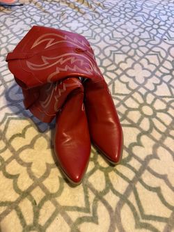 Red Leather Knee-High Western Cowboy Boots