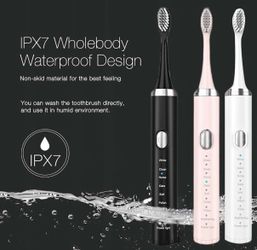 Rechargeable electric/sonic IPX7 electronic toothbrush