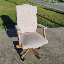 Suede Ivory  Adjustable Office Chair