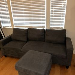 Gray Couch With Match Ottoman 