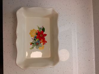 Ceramic Rectangular Baking Dish Floral Design