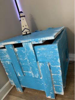 Handmade Coastal Beach Storage Chest / Rustic Farmhouse Trunk