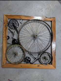 Bycicle parts wall art 3' x 3'