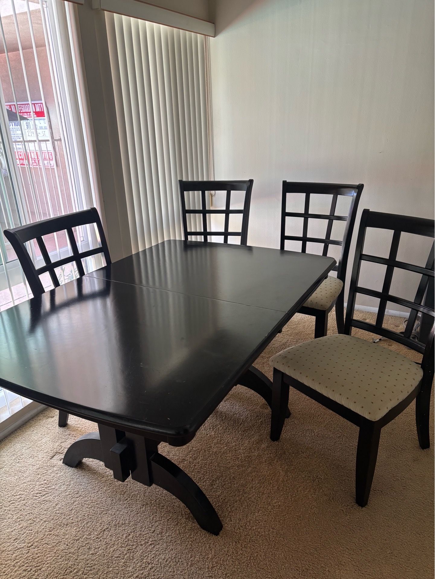 Dining table and 4 chairs cherry wood $280 OBO