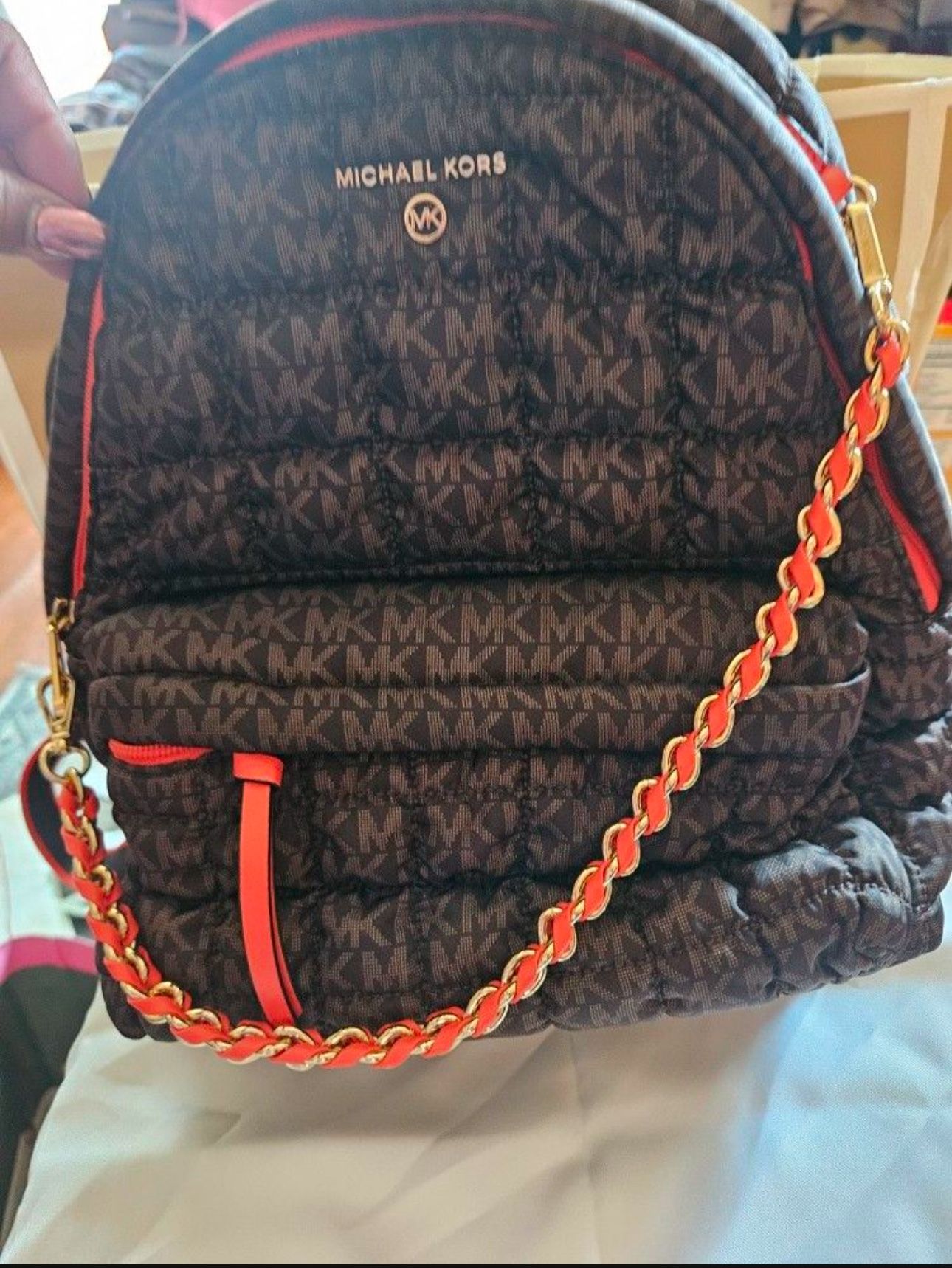 MICHAEL KORS Slater Medium Logo Quilted Nylon Backpack
