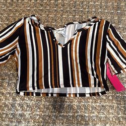 brown striped top