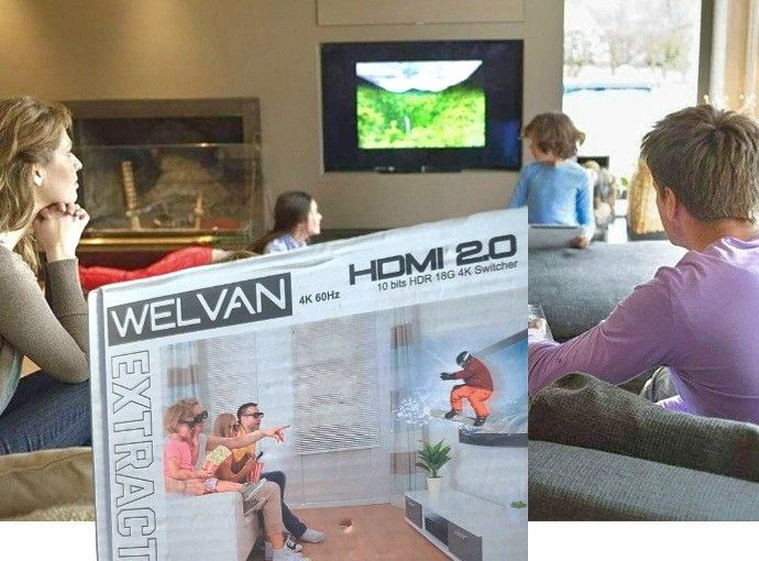 WELVAN HDMI Switcher 2.0 3x1 Splitter with HDR & CEC WUH3-H2