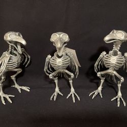 Set of 3 Horror CROW SKELETON BONES Dead Bird Poseable Halloween Prop Decoration 7”
