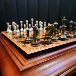 Wooden Chess Set with Bottom Storage. AMEROUS 14 inches