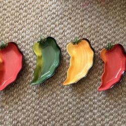 Chili Pepper Shaped Bowls Serving Dishes 9” Set of 4